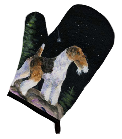 Starry Night Fox Terrier Oven Mitt (size: 8.5 x 12)